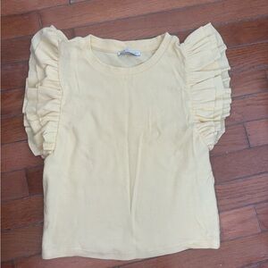 Zara Light Yellow Ruffle Sleeve Tee